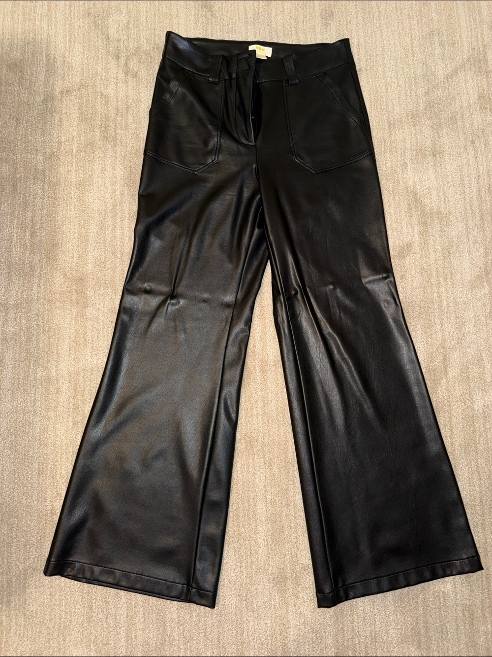 Mauve Black Wide Leg Faux Leather Pants
